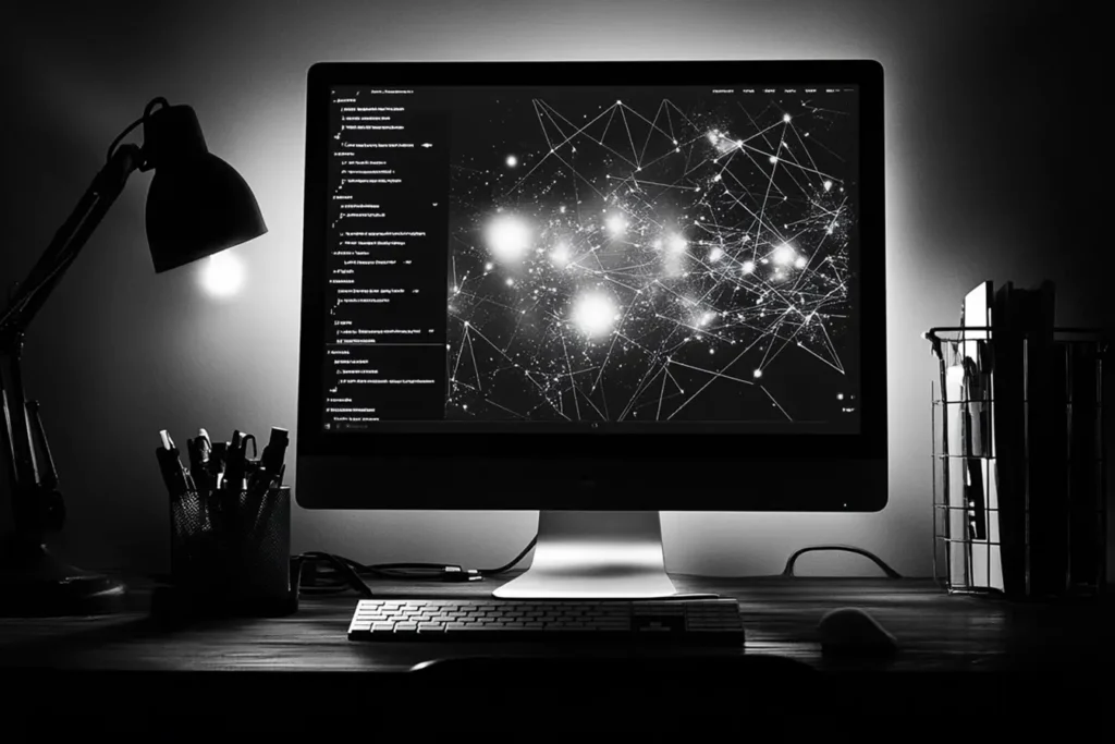 visionary representation of the future of websites with futuristic web design elements.